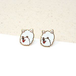 Handcrafted Westie Enamel Stud Earrings